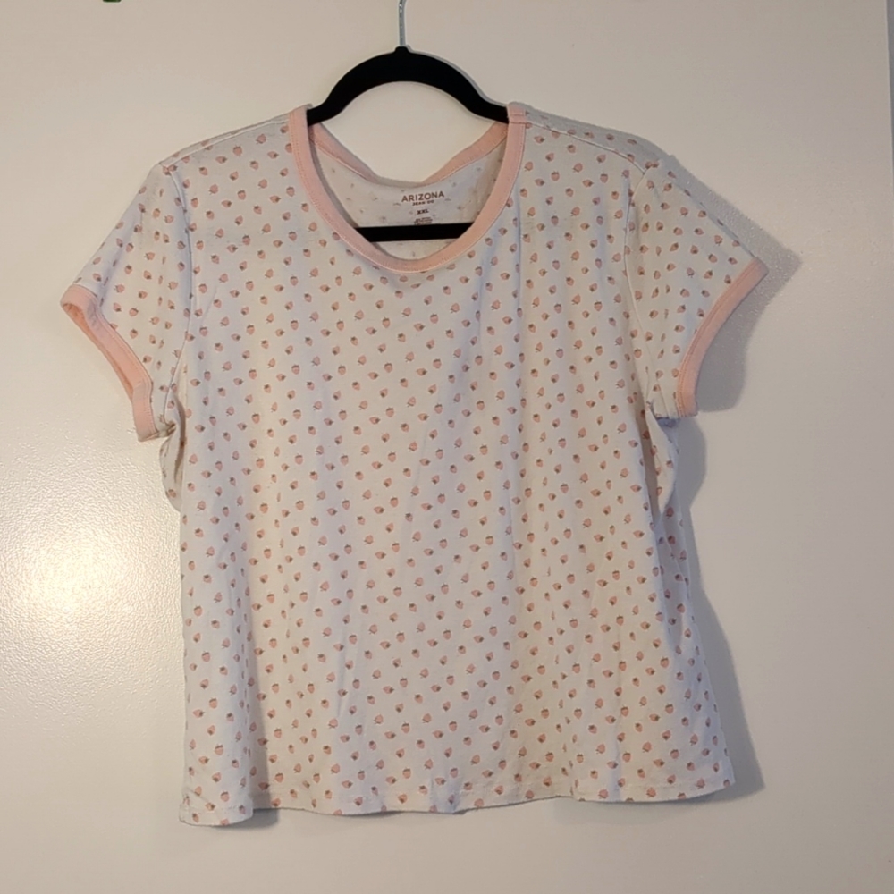 Women's White and Pink Strawberries T- shirt